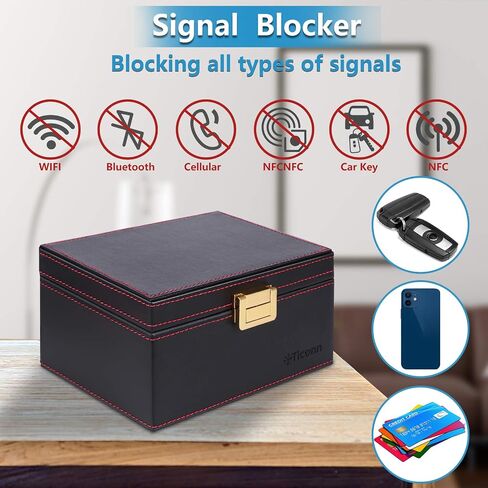 TICONN Faraday Box for Car Keys, Carbon Fiber RFID Key Fob Signal Blocker | Dual-Layer Shielding, Keyless Car Theft Protection, Phone & Card Signal Blocking, Luxurious Appearance, 3 Size Options in Kuwait