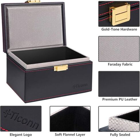 TICONN Faraday Box for Car Keys, Carbon Fiber RFID Key Fob Signal Blocker | Dual-Layer Shielding, Keyless Car Theft Protection, Phone & Card Signal Blocking, Luxurious Appearance, 3 Size Options in Kuwait