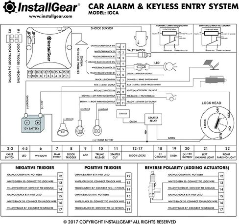 InstallGear Car Alarm Security & Keyless Entry System, Trunk Pop with Two 4-Button Remotes - Car Alarm System - Door Lock/Unlock, Keyless Key Fob for Car/Auto in Kuwait