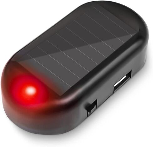 إنذار دمية محاكاة للطاقة الشمسية للسيارة، مضاد للسرقة، مصباح أمان وامض LED مضاد للسرقة، مصباح أمان داخلي للتحذير من السيارات مع منفذ شاحن USB، ملحقات السيارة عالمية لمعظم السيارات (أحمر) in Kuwait