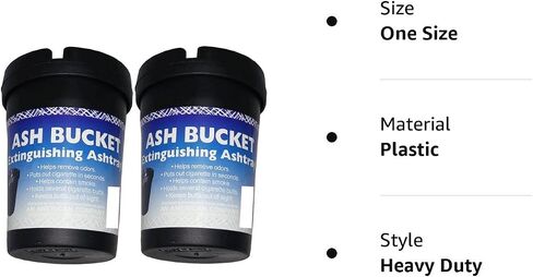 Ash Bucket (2 Pack Extinguishing Car Cigarette Ashtray Butt Bucket Portable Ashtray Smoking Accessory Auto Truck Home Office Beach Black in Saudi Arabia