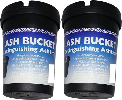 Ash Bucket (2 Pack Extinguishing Car Cigarette Ashtray Butt Bucket Portable Ashtray Smoking Accessory Auto Truck Home Office Beach Black in Saudi Arabia