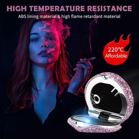 eing Car Ashtray Portable Bling Cigarette Smokeless Cylinder Cup Holder with Blue LED Light Indicator,Car Accessories for Women,Ideal for Car,Home and Office,1 - Pack Black+White in Kuwait
