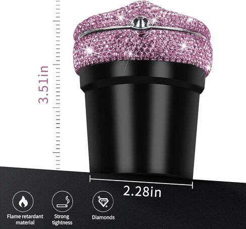 eing Car Ashtray Portable Bling Cigarette Smokeless Cylinder Cup Holder with Blue LED Light Indicator,Car Accessories for Women,Ideal for Car,Home and Office,1 - Pack Black+White in Kuwait