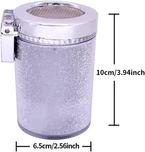 Bosaidong Car Ashtray, Auto Ashtray With LED Light, Mini Car Trash Can, Portable Ashtray with Lid Suitable for Most Vehicles, Silver in Saudi Arabia