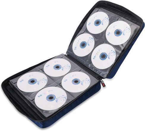 CCidea 200 Capacity CD/DVD Case Holder Portable Wallet Disc Storage Binder Nylon CD Bag for Car, Home, Travel Carrying Protector Organizer (200-Black) in Kuwait