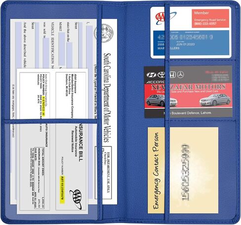 Wisdompro Car Document Holder Organiser, PU Leather Vehicle Insurance and Registration Holders Wallet Case for ID Card, Driving Licence, Key Contact Information Cards in Saudi Arabia