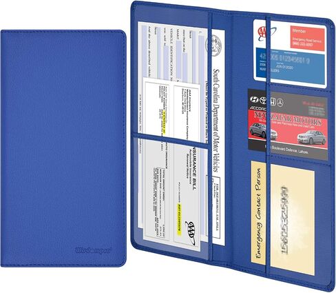 Wisdompro Car Document Holder Organiser, PU Leather Vehicle Insurance and Registration Holders Wallet Case for ID Card, Driving Licence, Key Contact Information Cards in Saudi Arabia