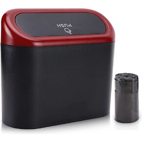 Accmor Bling Car Trash Can with Lid, Leakproof Mini Vehicle Trash Bin Automotive Dustbin Organizer Storage, Sparkling Crystal Rhinestone Trash Bag Container with 30pcs Garbage Bags Car Accessories
