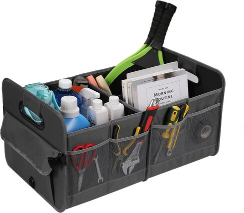 Car Trunk Organizer Car Storage Organizer Collapsible Multi Compartment Car Organizer Adjustable Straps Car Organizer for SUV(Beige) in Saudi Arabia