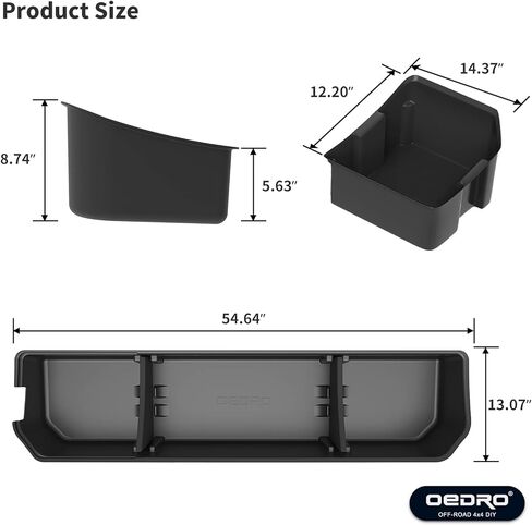 صندوق تخزين مُحسّن أسفل المقعد من oEdRo متوافق مع 2015-2023 Ford F150 SuperCrew Cab & Crew Cab - تصميم فريد من نوعه باللون الأسود 3 في 1 أقصى مساحة تخزين (باستثناء الكابينة الفائقة) in Kuwait