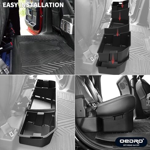 صندوق تخزين مُحسّن أسفل المقعد من oEdRo متوافق مع 2015-2023 Ford F150 SuperCrew Cab & Crew Cab - تصميم فريد من نوعه باللون الأسود 3 في 1 أقصى مساحة تخزين (باستثناء الكابينة الفائقة) in Kuwait