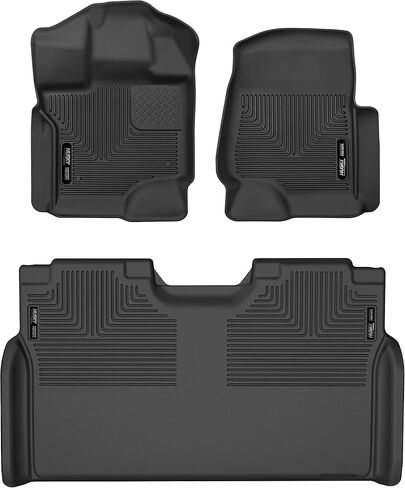 Husky Liners — X-ACT Contour Floor Liners & Mud Guards | Fits 2021-2024 Ford F-150 SuperCrew w/Out Fold Flat Storage(Excludes Raptor) Front & 2nd Row/Front & Rear Guards-Black, 7 pcs. | 53498 & 58526 in Kuwait