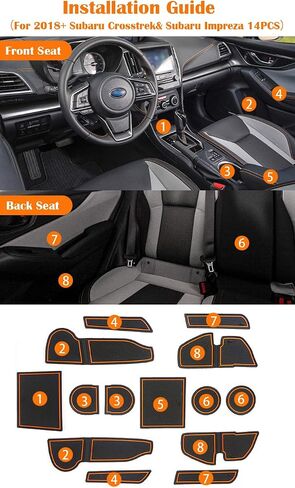 auovo Anti-dust Door Mats for 2018 2019 2020 2021 2022 2023 Subaru Crosstrek and 2018-2023 Impreza Gate Door Liners Inserts Cup Console Mats Interior Accessories(Pack of 14) (Orange) in Saudi Arabia