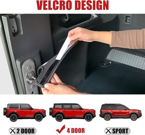 غطاء خلفي للمقعد الخلفي من Mabett واقي مسند الظهر لملحقات Ford Bronco 2021 2022 2023 مع بطانة مقعد الكلب المقسمة من الفيلكرو تناسب برونكو 4 أبواب (4 قطع مع شفة قابلة للطي) in Kuwait