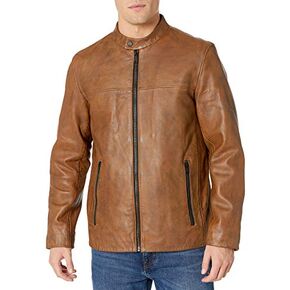 DKNY Men's Modern Lamb Leather Racer Jacket in Kuwait
