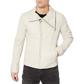 LAMARQUE Men's Briar Crinkled Lambskin Turtle Neck Asymmetric Jacket in Saudi Arabia