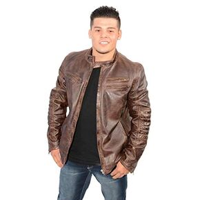 Milwaukee Leather SFM1805 Men's Black Side Stitch Cafe Racer Lambskin Leather Jacket in Saudi Arabia