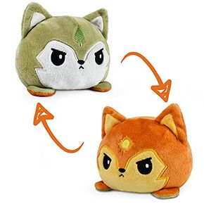 TeeTurtle - The Original Reversible Wolf Plushie - Gray - Cute Sensory Fidget Stuffed Animals That Show Your Mood