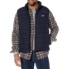Lacoste Men's Full Zip Crinkle Taffeta Hooded Vest in Saudi Arabia