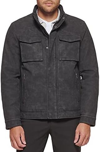Dockers Men's Faux Leather Military Jacket in Saudi Arabia