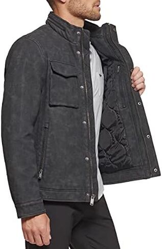Dockers Men's Faux Leather Military Jacket in Saudi Arabia
