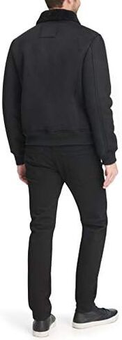 DKNY Men's Shearling Bomber Jacket with Faux Fur Collar in Kuwait