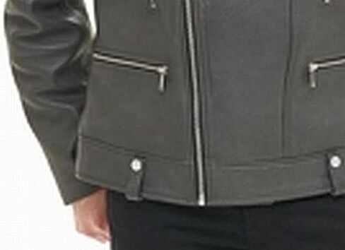 معطف جوني غير متماثل من الجلد الطبيعي للرجال من دي كيه ان واي in Kuwait