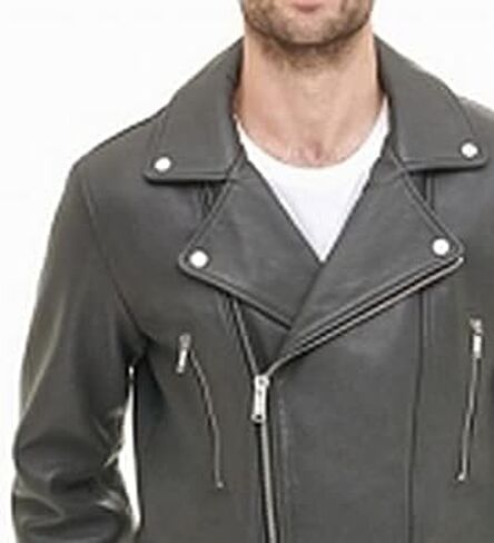 معطف جوني غير متماثل من الجلد الطبيعي للرجال من دي كيه ان واي in Kuwait