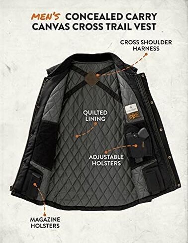 Legendary Whitetails Men's Concealed Carry Outerwear Vest for Men, Canvas Cross Trail Conceal CCW Holster, Hunting Insulated in Kuwait