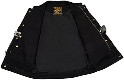 Milwaukee Leather MDM3000 Men's Black Denim ‘Quick Draw’ Dual Closure Club Style Vest in Kuwait