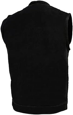 Milwaukee Leather MDM3000 Men's Black Denim ‘Quick Draw’ Dual Closure Club Style Vest in Kuwait