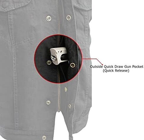 Milwaukee Leather MDM3000 Men's Black Denim ‘Quick Draw’ Dual Closure Club Style Vest in Kuwait