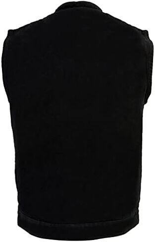 Milwaukee Leather MDM3000 Men's Black Denim ‘Quick Draw’ Dual Closure Club Style Vest in Kuwait