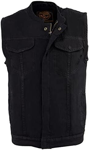 Milwaukee Leather MDM3000 Men's Black Denim ‘Quick Draw’ Dual Closure Club Style Vest in Kuwait