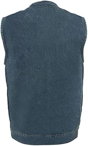 Milwaukee Leather MDM3000 Men's Black Denim ‘Quick Draw’ Dual Closure Club Style Vest in Kuwait