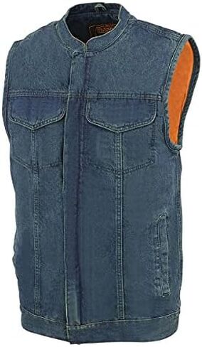 Milwaukee Leather MDM3000 Men's Black Denim ‘Quick Draw’ Dual Closure Club Style Vest in Kuwait