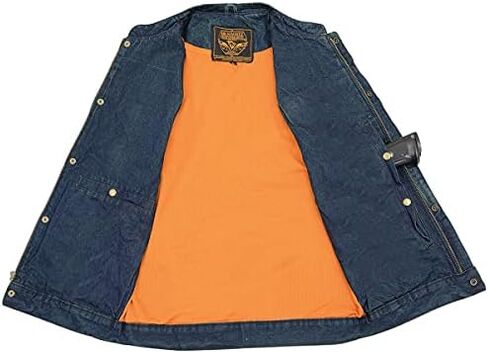 Milwaukee Leather MDM3000 Men's Black Denim ‘Quick Draw’ Dual Closure Club Style Vest in Kuwait