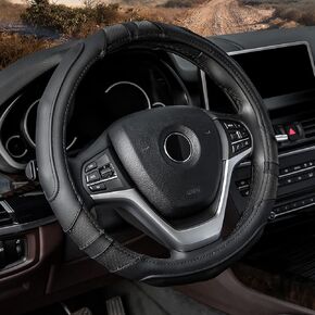 Achiou Black Car Steering Wheel Cover Universal 15 inch with Grip Contours, Leather Auto for Men and Women Non-Slip Breathable Soft and Comfortable in Saudi Arabia