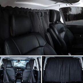 Car Divider Privacy Curtain, Blackout Suede Sun Shade Cover Front & Rear Seat Partition Space Divider Auto Van Truck Interior Accessories for Family Travel Camping Baby Sleeping (Beige, Large)