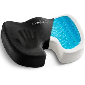 ComfiLife Premium Gel + Memory Foam Seat Cushion – Doctor Recommended Office Chair Cushion, Car Seat Cushion – Chair Cushions for Back & Sciatica Pain Relief – Seat Cushions for Office & Desk (Black)