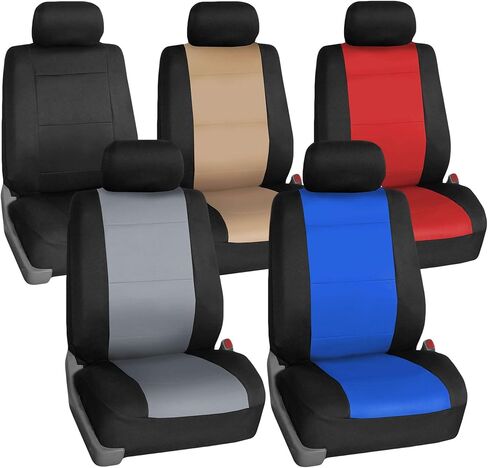 FH Group Car Seat Covers Full Set Black Neoprene - Universal Fit, Automotive Low Back Front Seat Covers, Airbag Compatible, Split Bench Rear Seat, Washable, for SUV, Sedan in Kuwait
