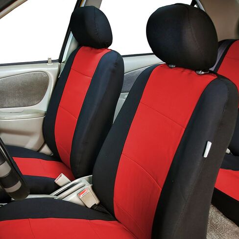 FH Group Car Seat Covers Full Set Black Neoprene - Universal Fit, Automotive Low Back Front Seat Covers, Airbag Compatible, Split Bench Rear Seat, Washable, for SUV, Sedan in Kuwait