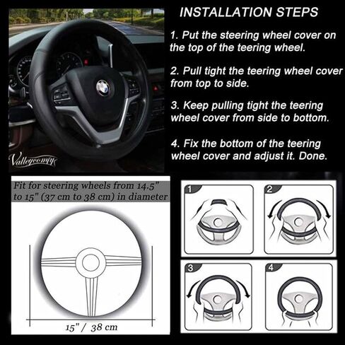 Valleycomfy Microfiber Leather Steering Wheel Covers Universal 15 inch Beige in Kuwait