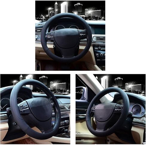 Valleycomfy Microfiber Leather Steering Wheel Covers Universal 15 inch Beige in Kuwait