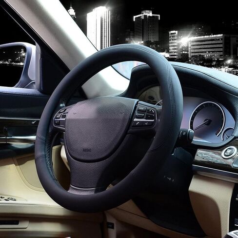 Valleycomfy Microfiber Leather Steering Wheel Covers Universal 15 inch Beige in Kuwait