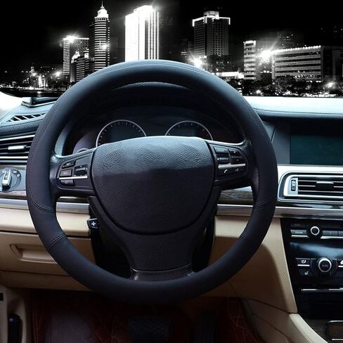 Valleycomfy Microfiber Leather Steering Wheel Covers Universal 15 inch Beige in Kuwait