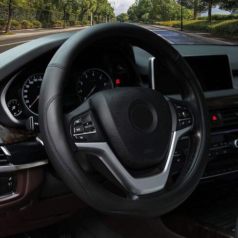 Valleycomfy Microfiber Leather Steering Wheel Covers Universal 15 inch Beige in Kuwait