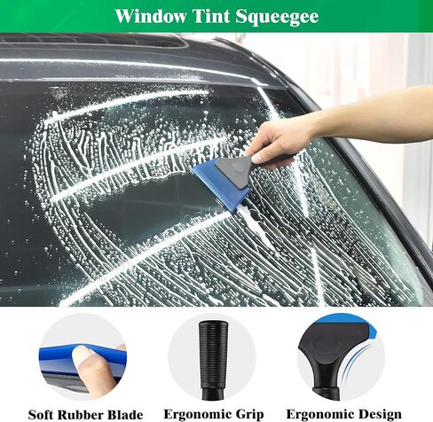 ريفا مجموعة ادوات تظليل النوافذ، مجموعة تظليل نوافذ السيارة مع 13 قطعة من ادوات تلوين النوافذ، ممسحة صغيرة من السيليكون، مجموعة ممسحة تظليل النوافذ لتثبيت غشاء النافذة in Kuwait