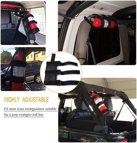 Adjustable Roll Bar Fire Extinguisher Mount Holder 3 lb for Jeep Wrangler Unlimited CJ YJ LJ TJ JK JKU JL JLU 4XE,Black with USA Flag Pattern in Kuwait
